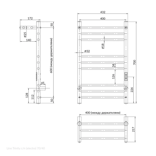 Фото электрический полотенцесушитель indigo line trinity 70/40 с полкой lсlte70-40prt