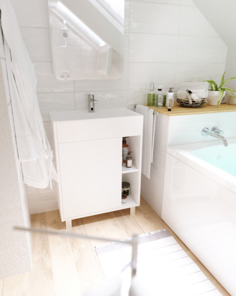 Фото тумба с раковиной 1marka lido 60 см, цвет: белый глянец у83298