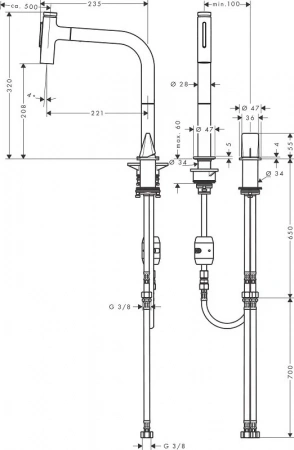 Фото смеситель для кухонной мойки hansgrohe metris select 73819000