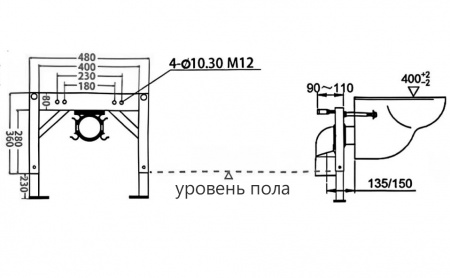 Фото унитаз с инсталляцией abber rechteck ac1216s-ac0101p2