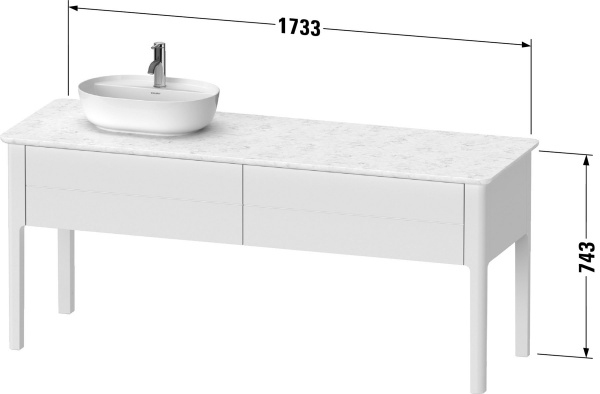 Фото тумба под раковину duravit luv 173 см, цвет: нордический белый матовый лак lu9563l3939