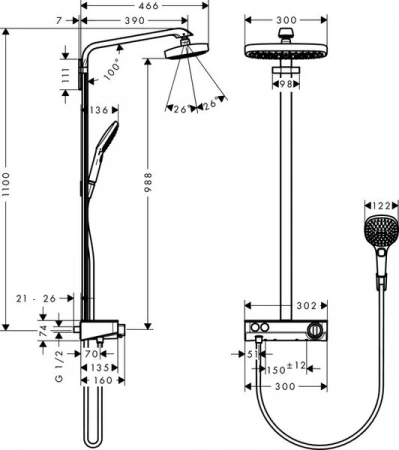 Фото душевая стойка hansgrohe raindance select e 27283400