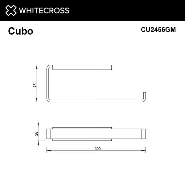 Фото полотенцедержатель whitecross cubo cu2456gm, цвет: оружейная сталь
