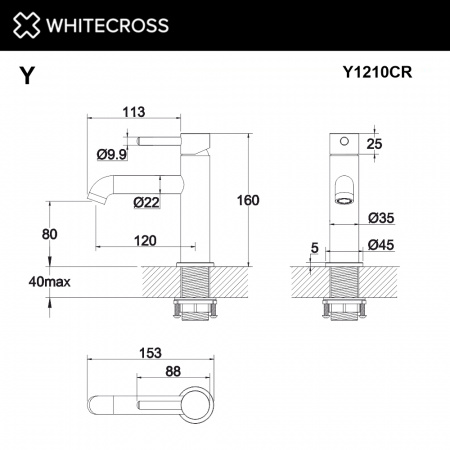Фото смеситель для раковины whitecross y y1210cr, цвет: хром