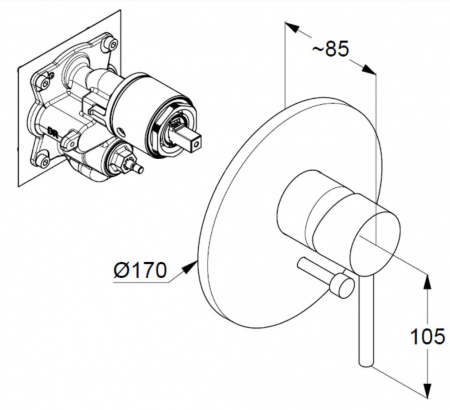 Фото встраиваемый смеситель для душа kludi bozz 386503976