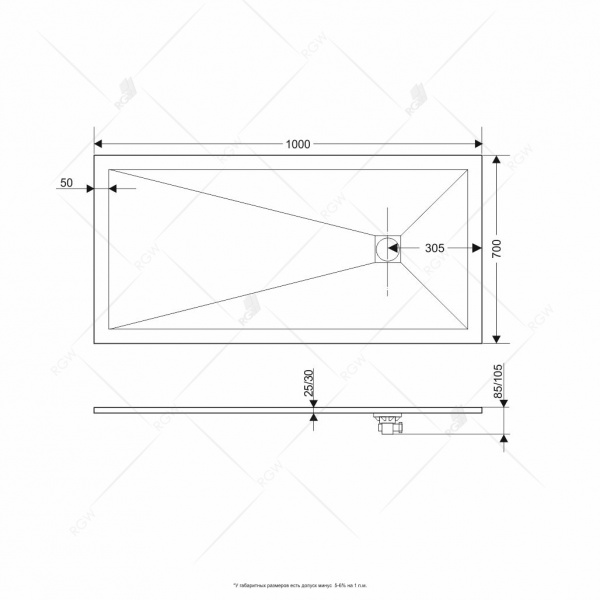 Фото поддон rgw st-w 70x130 см 16152713-01