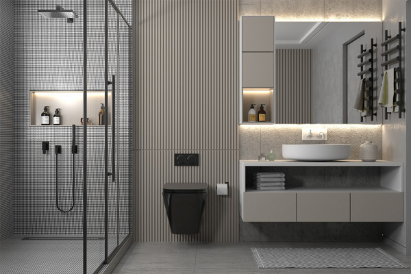 Фото унитаз с инсталляцией abber rechteck ac1201mb-ac0105-ac0120mw