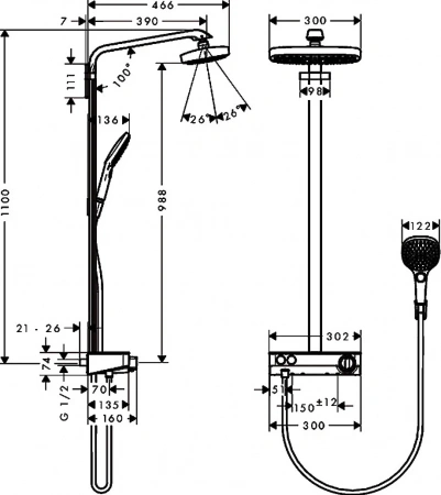Фото душевая стойка hansgrohe raindance select e 27126000_vstvo