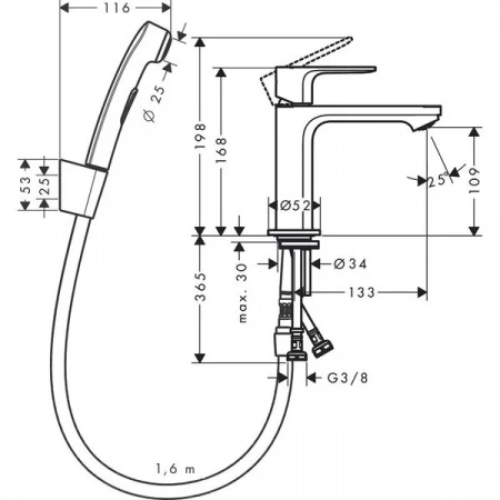 Фото смеситель для раковины hansgrohe rebris s 72215670