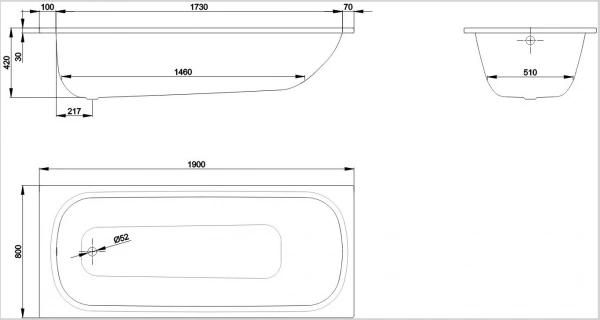 Фото стальная ванна bette form 190x80 см 2951-000ad