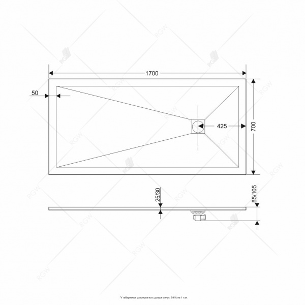 Фото поддон rgw st-w 70x170 см 16152717-01