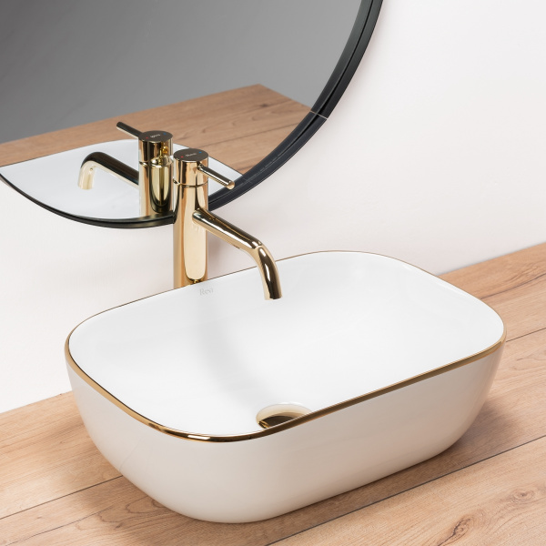 Фото раковина rea belinda gold edge 50 см rea-u8736