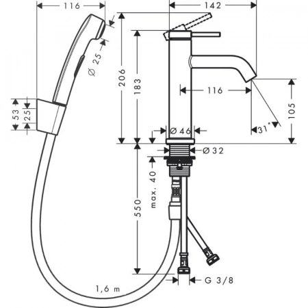 Фото смеситель для раковины hansgrohe tecturis s 73211000