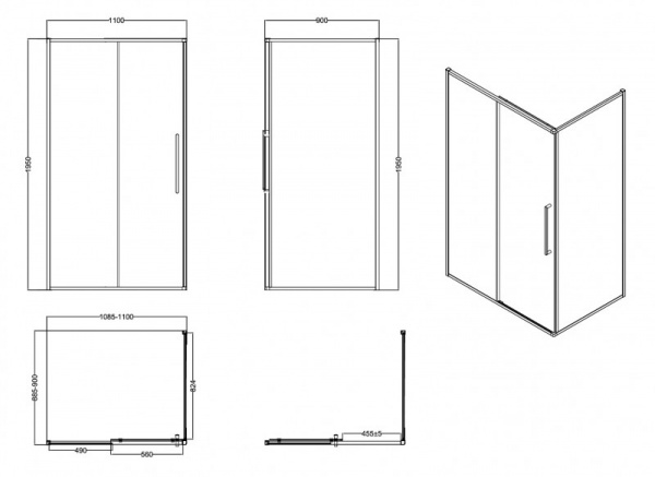 Фото душевое ограждение esbano 110x90 см esogs119psc