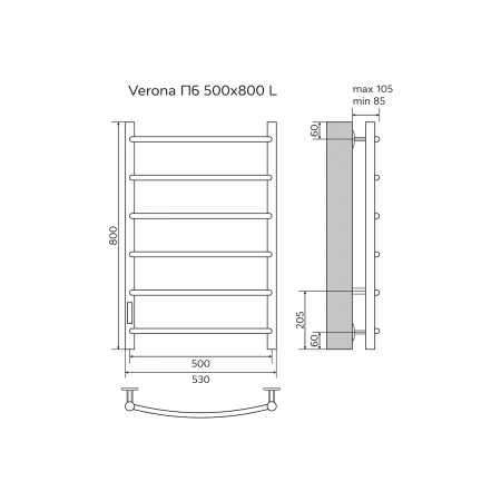 Фото электрический полотенцесушитель azario verona 50x80 см цвет: черный az04758b