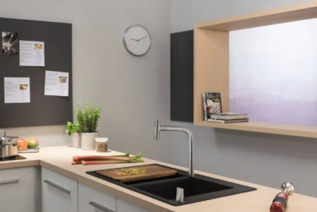 Фото смеситель для кухонной мойки hansgrohe metris select 73818800