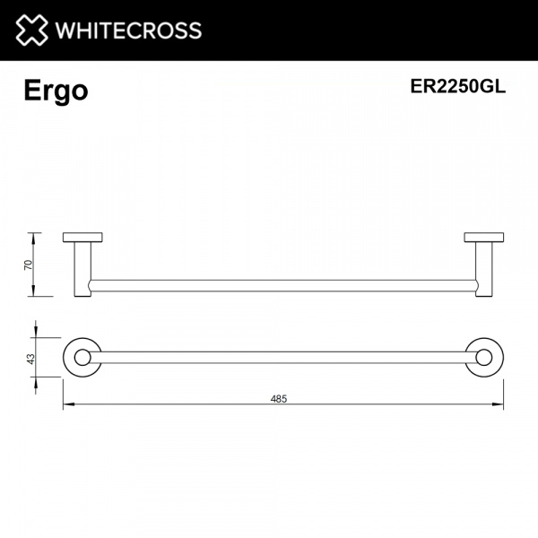 Фото полотенцедержатель 45 см whitecross ergo er2250gl, цвет: золото