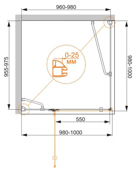 Фото душевое ограждение cezares bergamo bergamo-w-a-1-100-c-cr-l 100 см