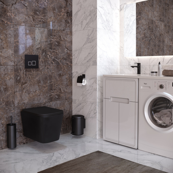 Фото унитаз подвесной безободковый с крышкой микролифт taliente correto 48 cr25200 nero