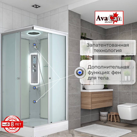 Фото душевая кабина avacan ck2080led 80x80 см