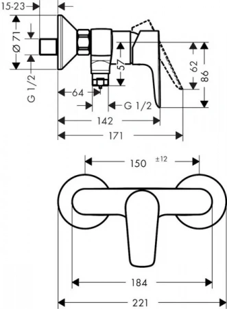 Фото смеситель для душа hansgrohe talis e 71760670