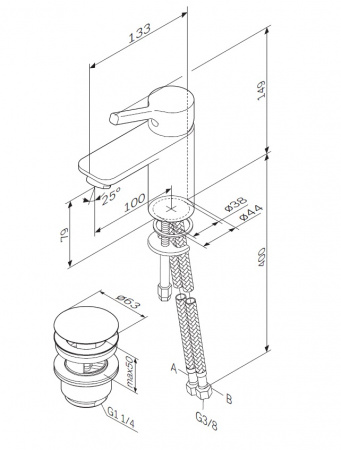 Фото смеситель для раковины am.pm x-joy f85b82100