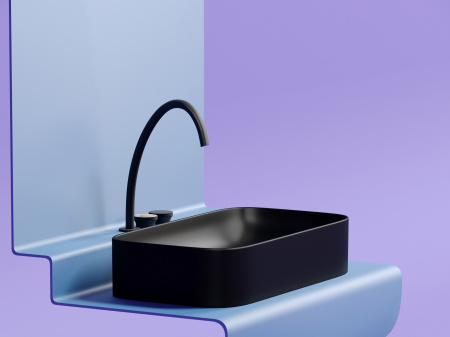 Фото раковина накладная ceramicanova element 70.5 см, цвет: черный cn6054mb