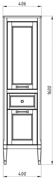 Фото пенал напольный asb woodline гранда 40, цвет: белый (патина серебро) 11488 бс