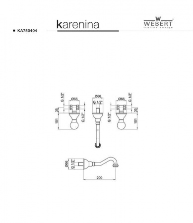 Фото смеситель для раковины webert karenina, цвет: бронза ka750404065