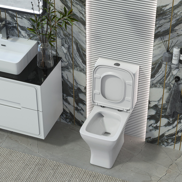Фото унитаз напольный безободковый с бачком и крышкой микролифт taliente elegante 61,5 el45055