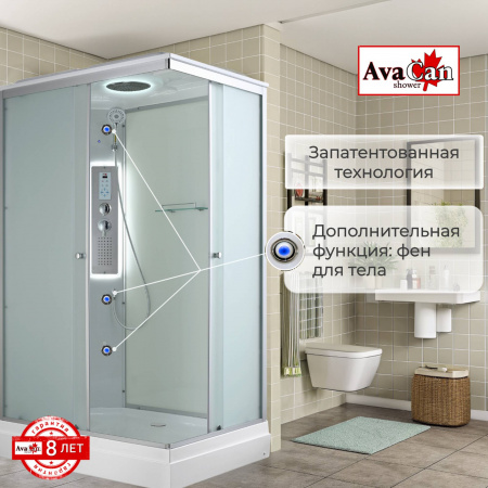 Фото душевая кабина avacan ck2911led 110x90 см