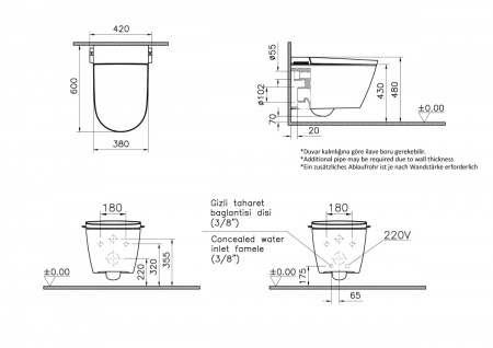 Фото умный подвесной унитаз vitra v-care 7777b403-6399