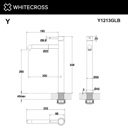 Фото смеситель для раковины whitecross y y1213glb, цвет: золото