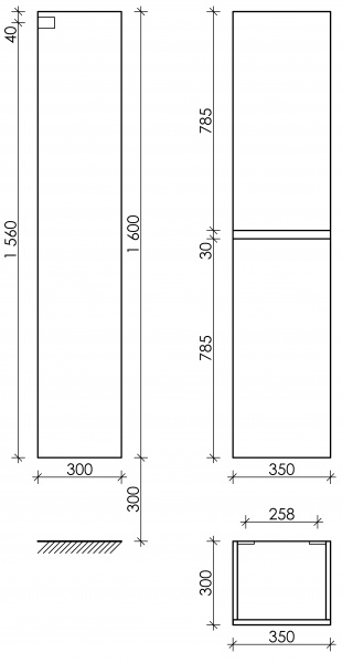 Фото пенал подвесной sancos urban 35 см pur35w