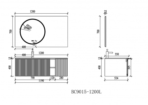 Фото тумба с раковиной orans 120 см bc-9015-1200l
