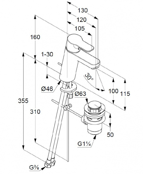 Фото смеситель для раковины kludi pure&easy 372900565