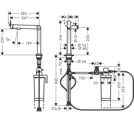 Фото смеситель для кухонной мойки hansgrohe aqittura 76804000