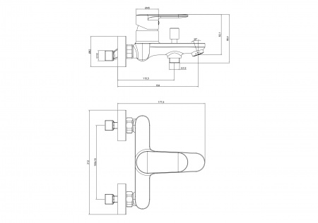 Фото смеситель для ванны акватек ника aq1840bgm,цвет: сталь