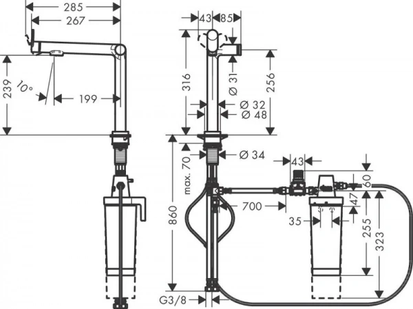Фото смеситель для кухонной мойки hansgrohe aqittura 76802000