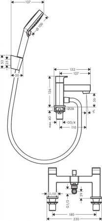 Фото смеситель для ванны hansgrohe vernis shape 71462670