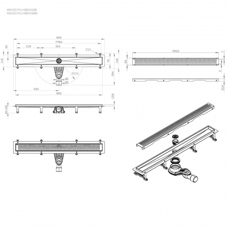 Фото душевой трап am.pm masterflow 80 см w01sc-p11-080-01bm