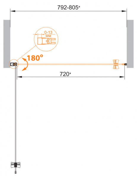Фото душевая дверь cezares eco-o-b-1-65-c-cr 65 см