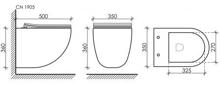 Фото унитаз подвесной, безободковый ceramicanova mono cn1905