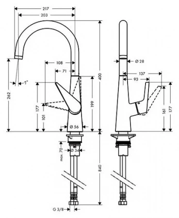 Фото смеситель для кухонной мойки hansgrohe talis s 72810800