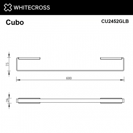 Фото полотенцедержатель 60 см whitecross cubo cu2452glb, цвет: золото брашированное
