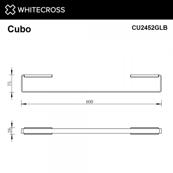 Фото полотенцедержатель 60 см whitecross cubo cu2452glb, цвет: золото брашированное