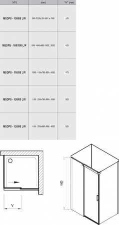 Фото душевое ограждение ravak matrix msdps-110/80 110x80 см 0wpd4100z1
