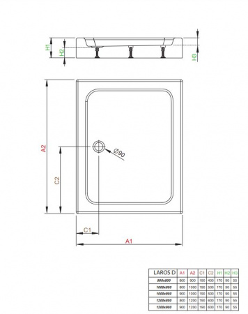 Фото поддон акриловый radaway laros d compact 80x90 см sld8917-01