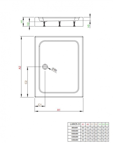 Фото поддон акриловый radaway laros d compact 90x120 см sld91217-01