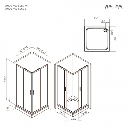 Фото душевое ограждение am.pm gem 80x80 см w90g-403-8080-bt
